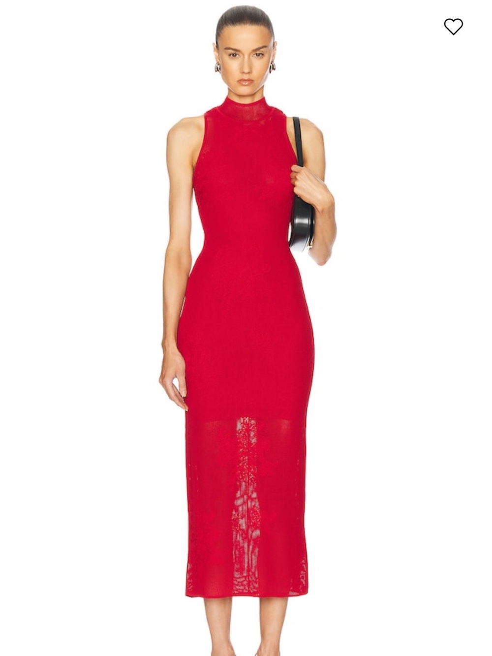 Fleur du Mal Red Sleeveless Midi Dress - Lace Pointelle Knit Racer Dress